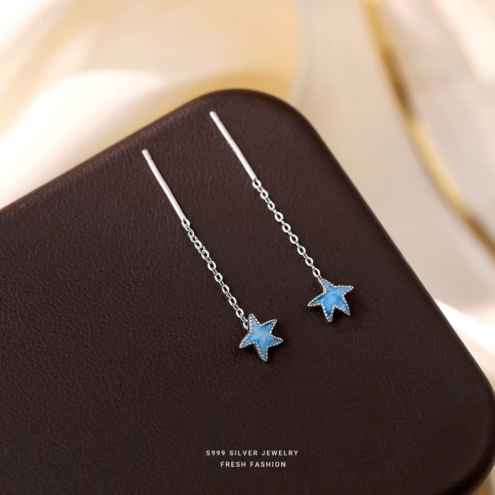 C廠 韓國韓版藍色小海星S999純銀耳線 批發 折扣@洽客服 24.11.W2「E5322」