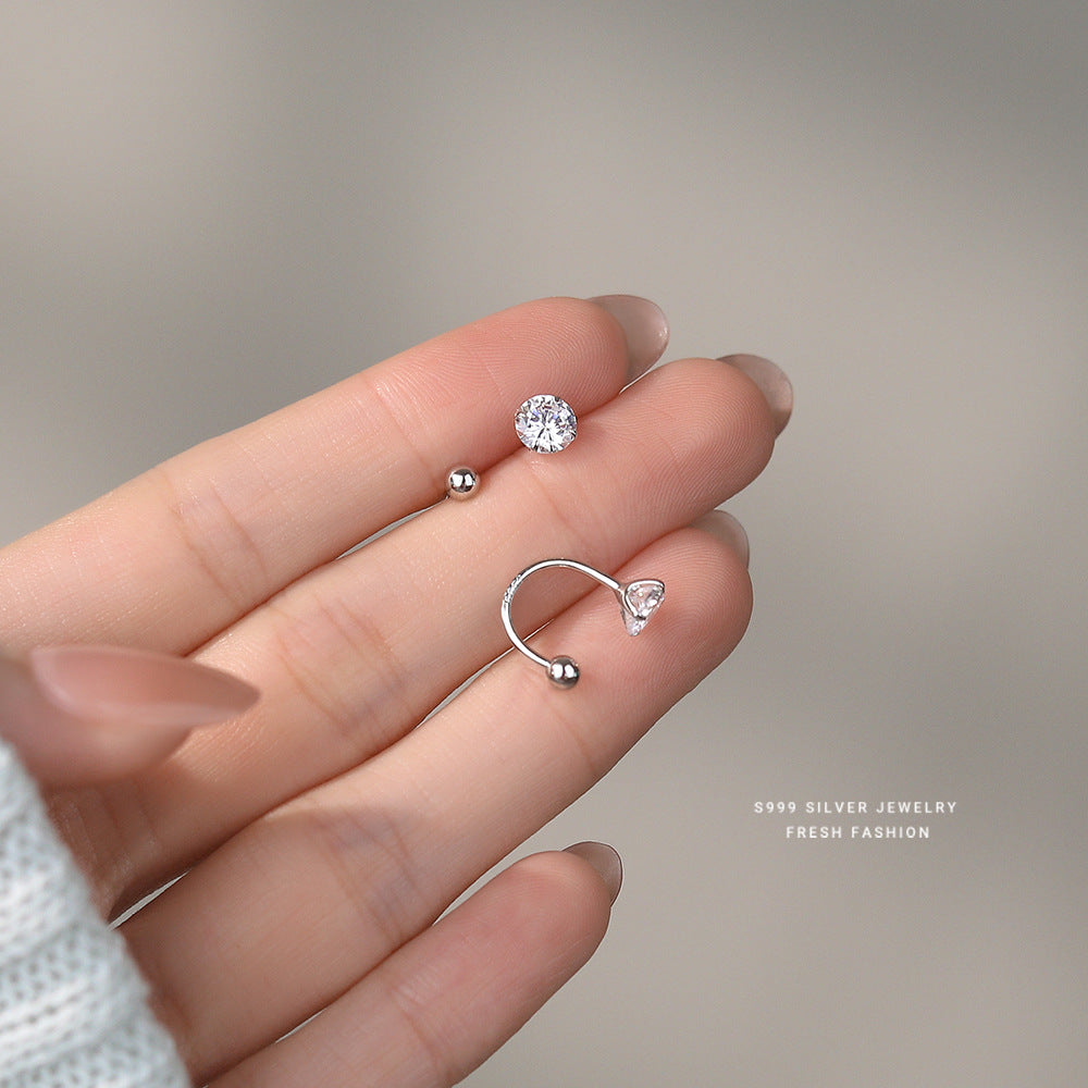 C廠 韓國韓版超閃四爪鋯石s999純銀耳環批發 折扣@洽客服 26.03.W3「E4550」