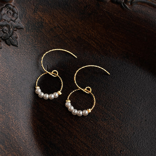 A廠 日韓款 小香風環珍珠銀針耳環 批發 折扣@洽客服 25.10.W5「6782」