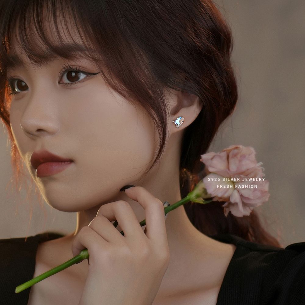 C廠 韓國韓版【玫瑰星球】月光石S925純銀耳環 批發 折扣@洽客服 25.10.W3「YE0135」