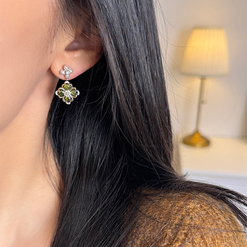 A2廠 韓國韓版鋯石珍珠花朵銀針耳環 批發 折扣@洽客服 25.11.W1「HE29058」