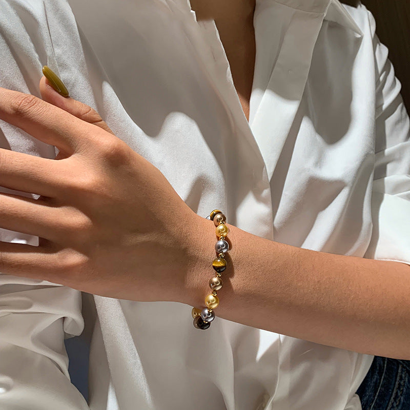 A2廠 韓國韓版復古虎眼石珍珠串珠磁吸手鍊 批發 折扣@洽客服 25.11.W3「HB4768」