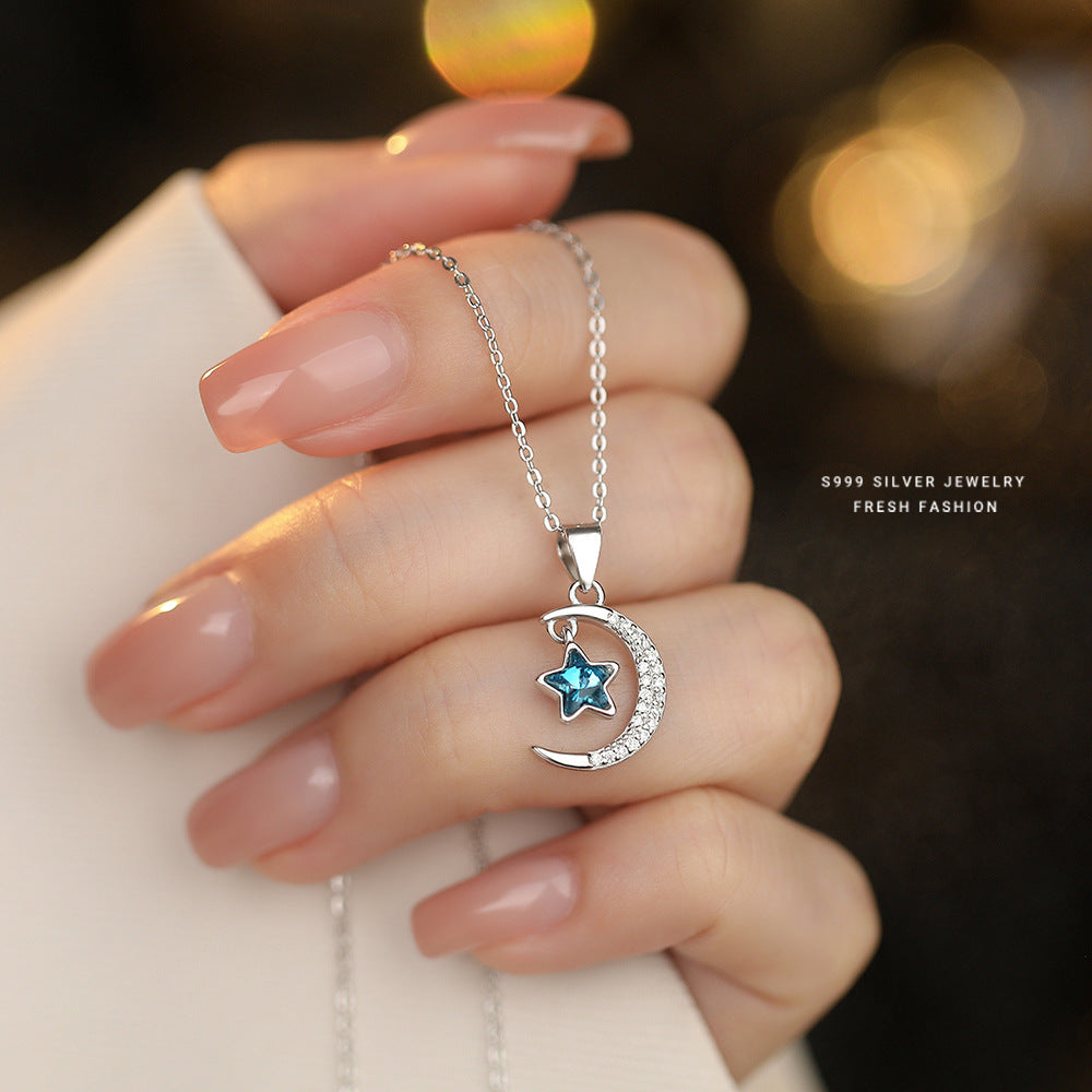 C廠 韓國韓版滿天星星月亮S999純銀項鍊 批發 折扣@洽客服 25.11.W1「A4537」