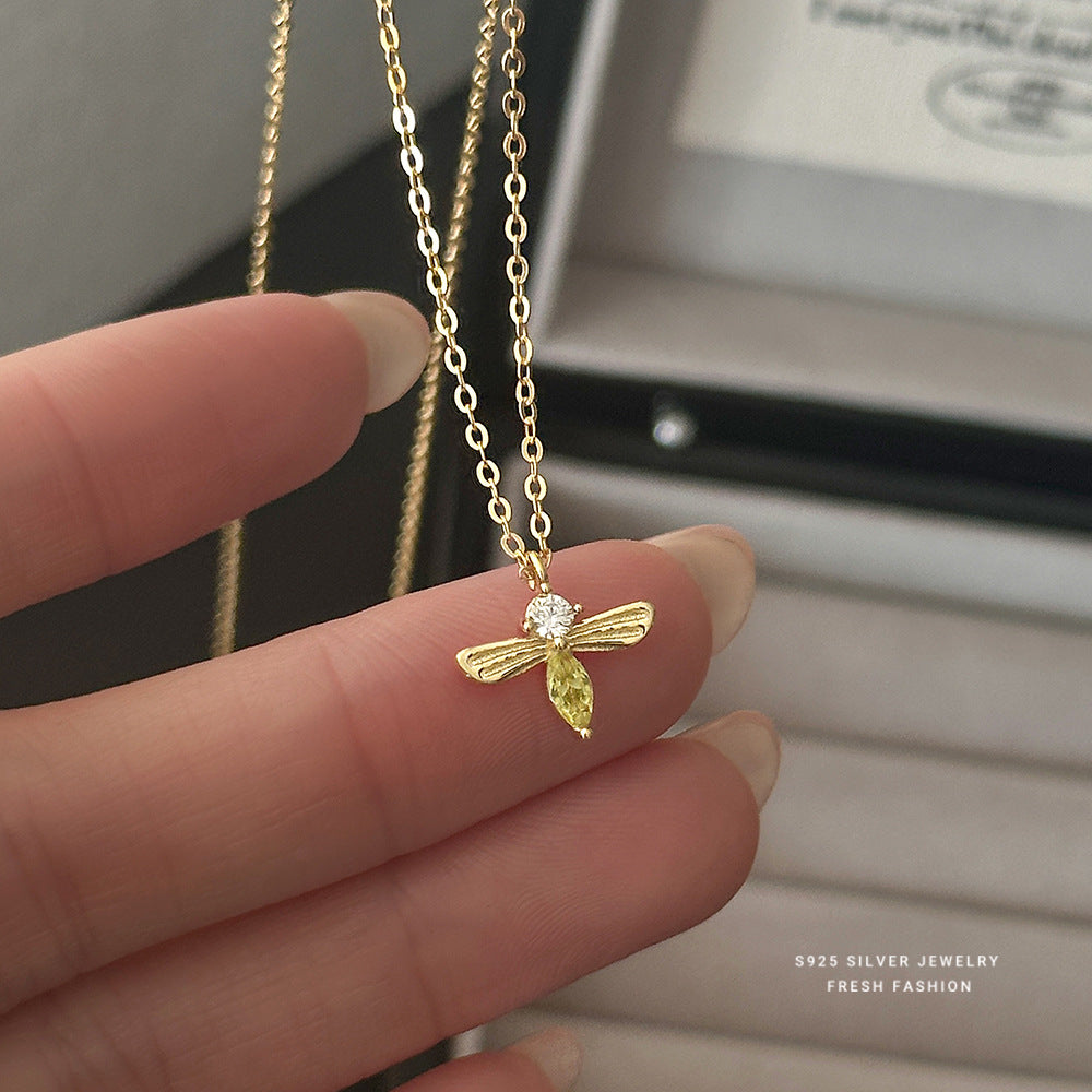 C廠 韓國韓版鋯石小蜜蜂S925純銀項鍊 批發 折扣@洽客服 26.01.W1「A4845」