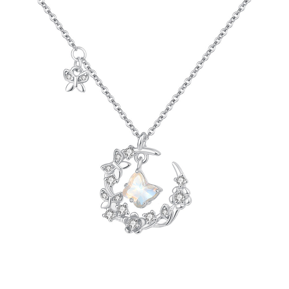 C廠 韓國韓版蝶戀花水晶S999純銀項鍊 批發 折扣@洽客服 25.11.W1「A4528」