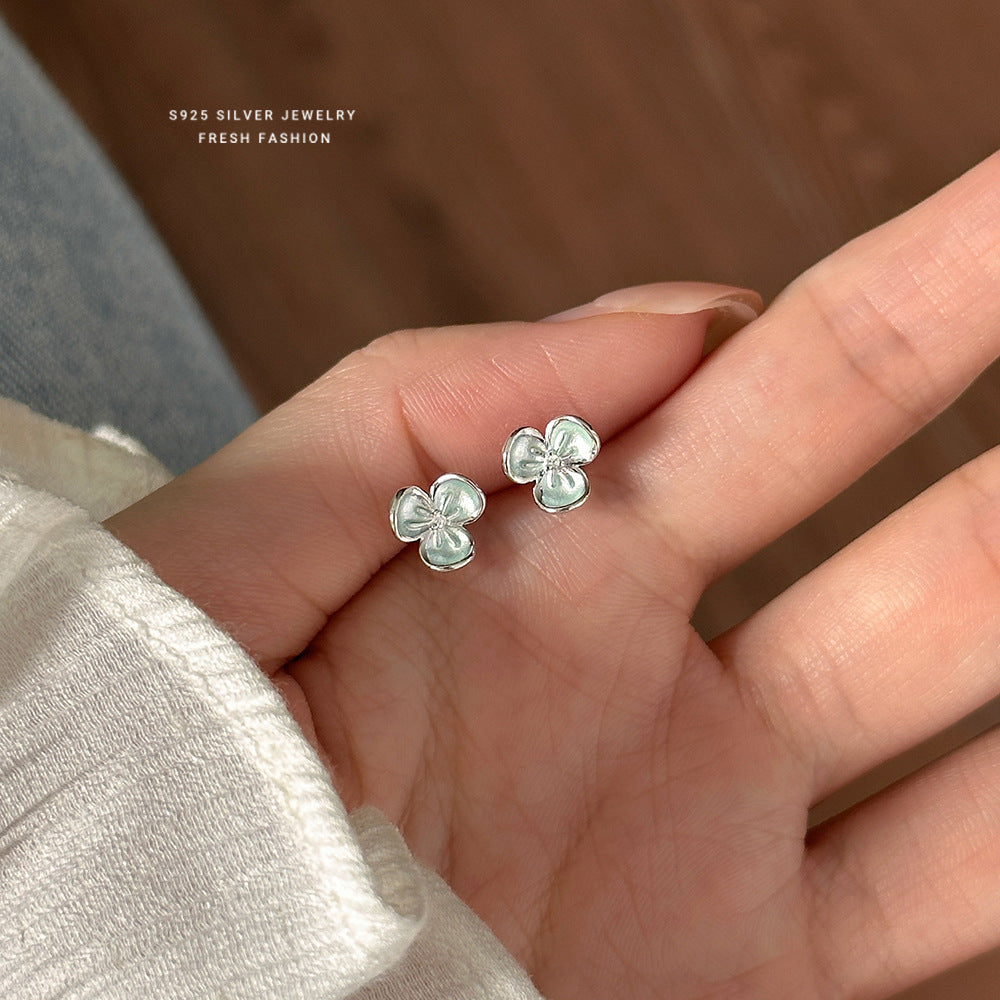 C廠 韓國韓版淺藍噴漆鶯尾花S925純銀耳環 批發 折扣@洽客服 25.12.W4「E5968」