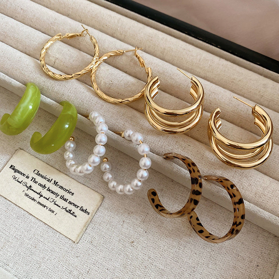 A2廠 韓國韓版圓形珍珠耳環-5件套  批發 折扣@洽客服 26.01.W1「HE29834」