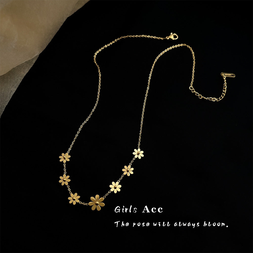 A廠 日韓款小雛菊花朵鈦鋼鍍18K金項鍊 批發 折扣@洽客服 25.12.W2「5655」