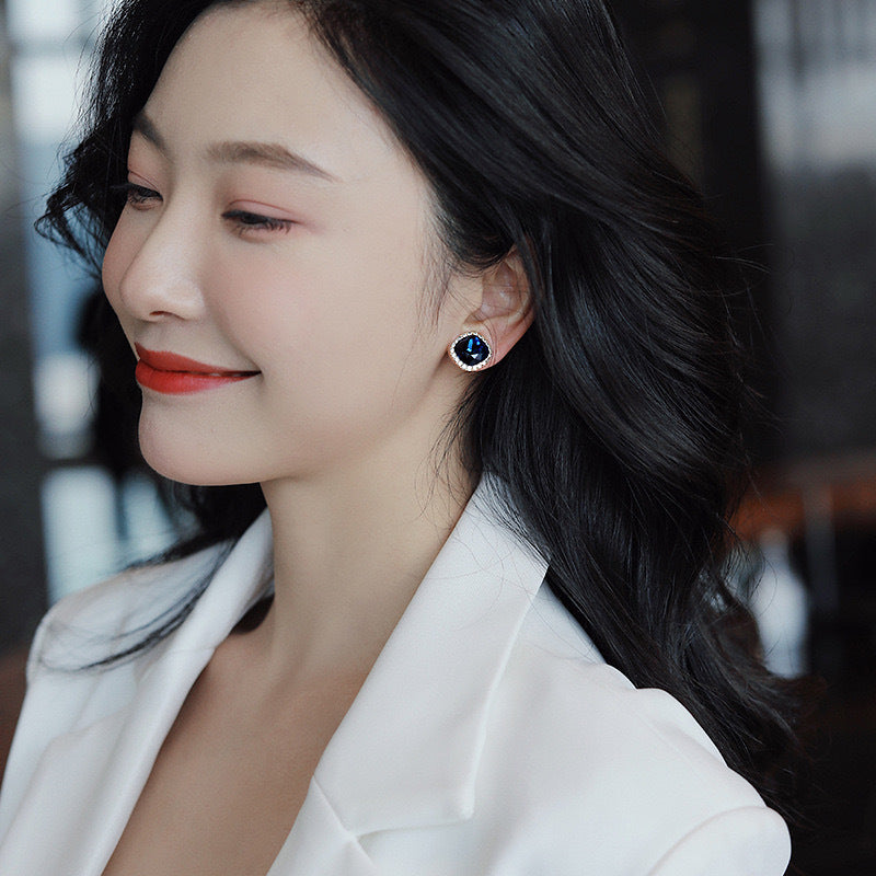 A2廠 韓國韓版復古鑲鑽水晶幾何銀針耳環 批發 折扣@洽客服 25.11.W1「HE5714」