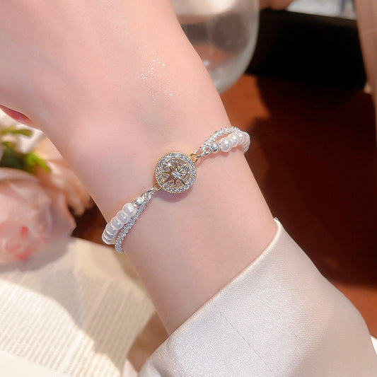 A2廠 韓國韓版珍珠芒星吊墜雙層手鍊 批發 折扣@洽客服 25.10.W3「HB4588」