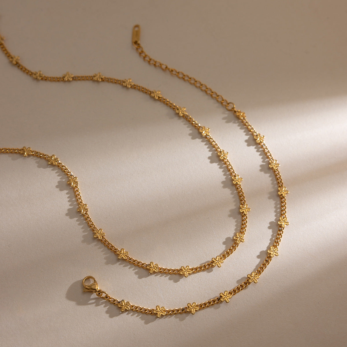 B廠 歐美款 花朵鈦鋼鍍18K金項鍊&手錬 批發 折扣@洽客服 26.02.W3「JDN0212203  JDB0212200」