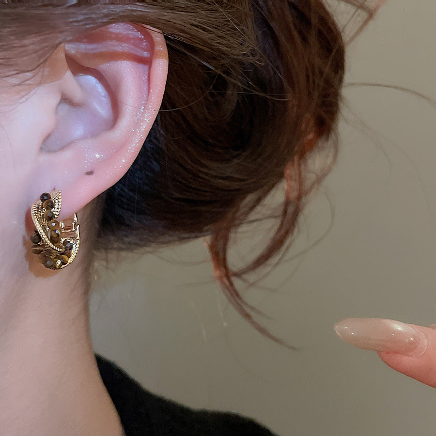 A2廠 韓國韓版虎眼石扭曲三角形銀針耳環 批發 折扣@洽客服 25.12.W4「HE29718」