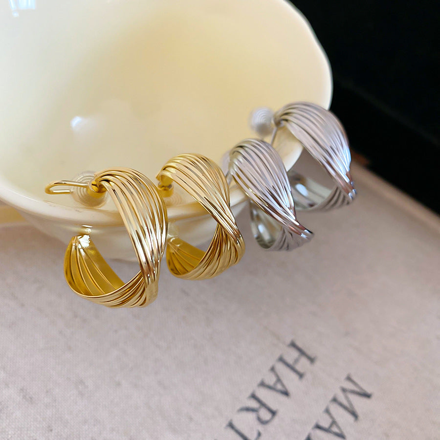 A2廠 韓國韓版扭曲圓形蚊香盤銀針耳環 批發 折扣@洽客服 25.10.W5「HE28781」