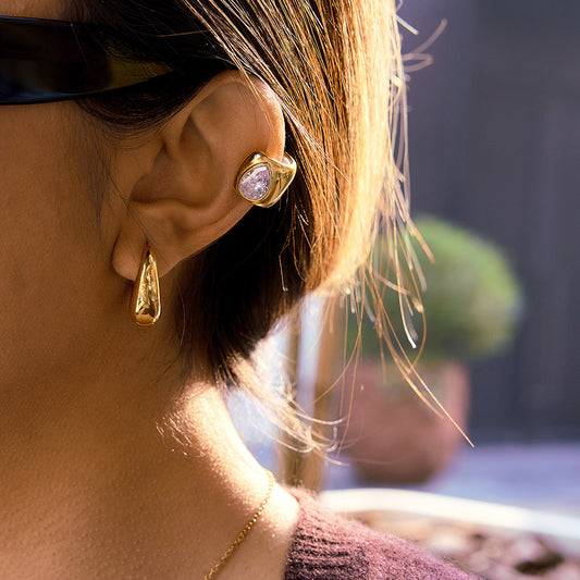 B廠 歐美款 水滴形鋯石鈦鋼鍍18K金耳環 批發 折扣@洽客服 26.03.W1「JDE0310028」