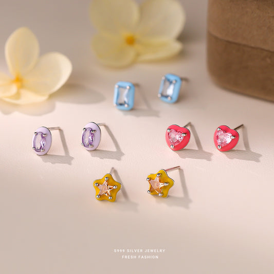 C廠 韓國韓版粉紅愛心鑲鑽 S999純銀耳環批發 折扣@洽客服 26.04.W1「E6318 E6319 E6333 E6337」