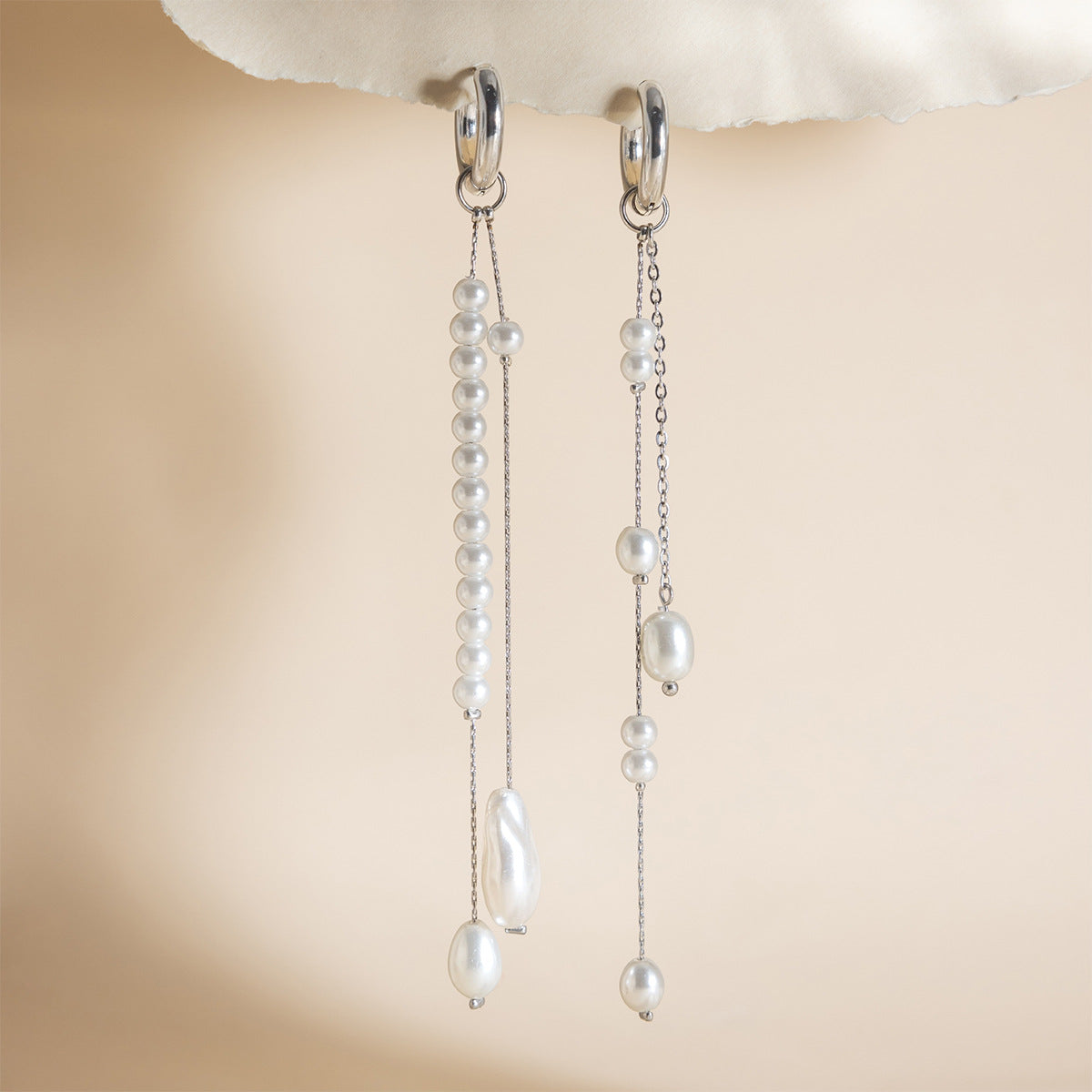 B廠 歐美款原色珍珠鈦鋼鍍18K金耳環批發 折扣@洽客服 26.03.W2「JDE0312239-S」