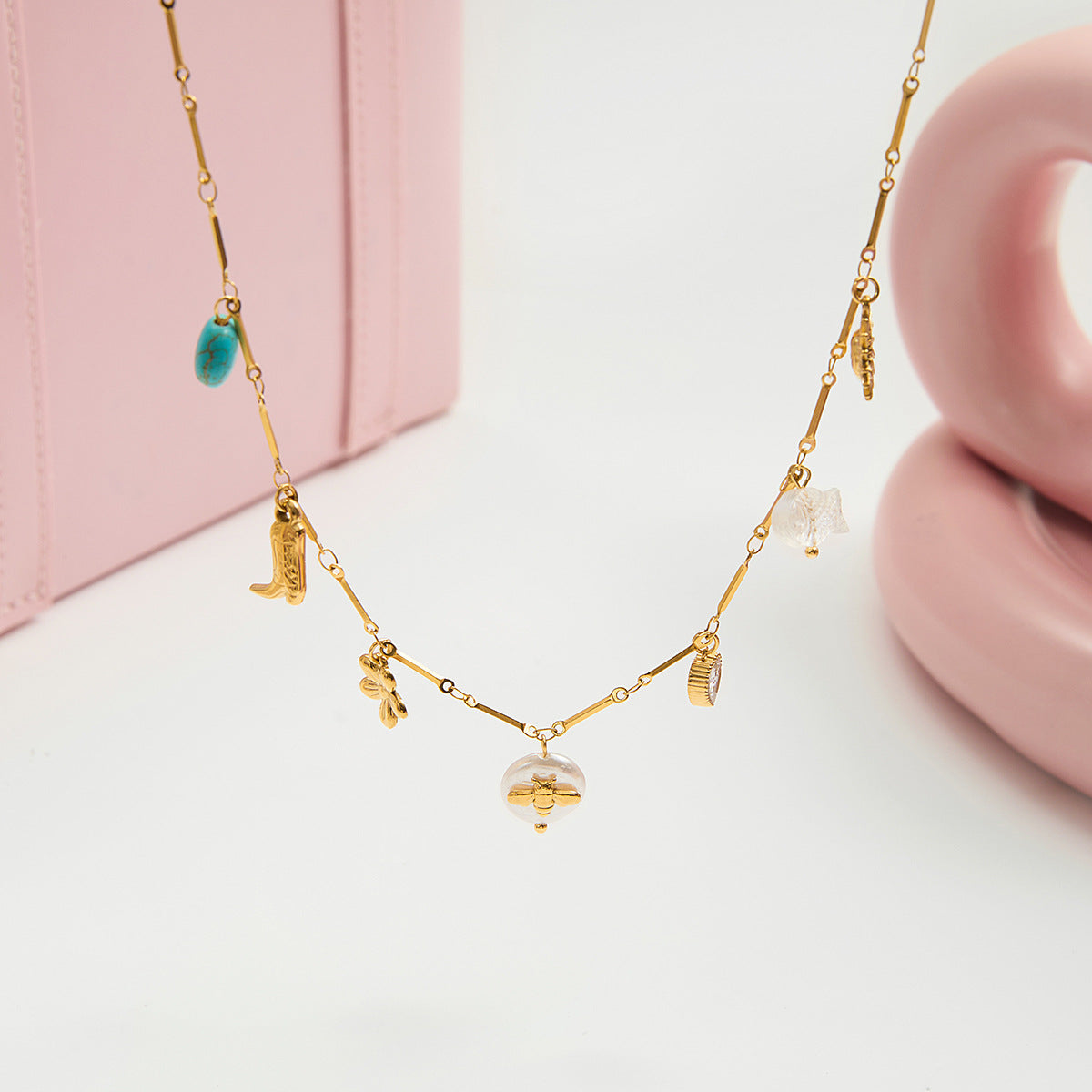 B廠 歐美款 AMELIA 鈦鋼鍍18K金項鍊 批發 折扣@洽客服 25.11.W2 「:DN0207033」