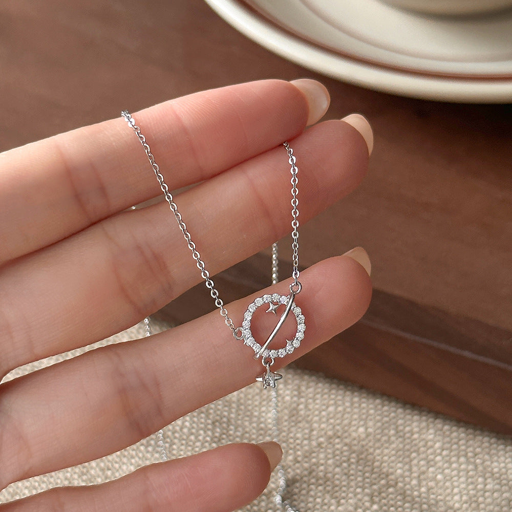 C廠 韓國韓版鏤空鋯石星球S999純銀項鍊 批發 折扣@洽客服 26.01.W1「A4777」