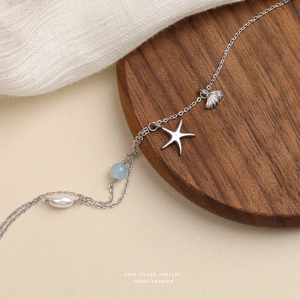 C廠 韓國韓版海藍寶星貝殼S999純銀手鍊 批發 折扣@洽客服 25.12.W2「L1224」