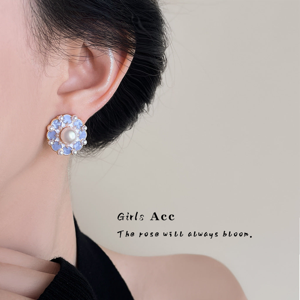 A2廠 日韓款復古油畫感花卉滴油銀針耳環 批發 折扣@洽客服 25.12.W1「B-439」