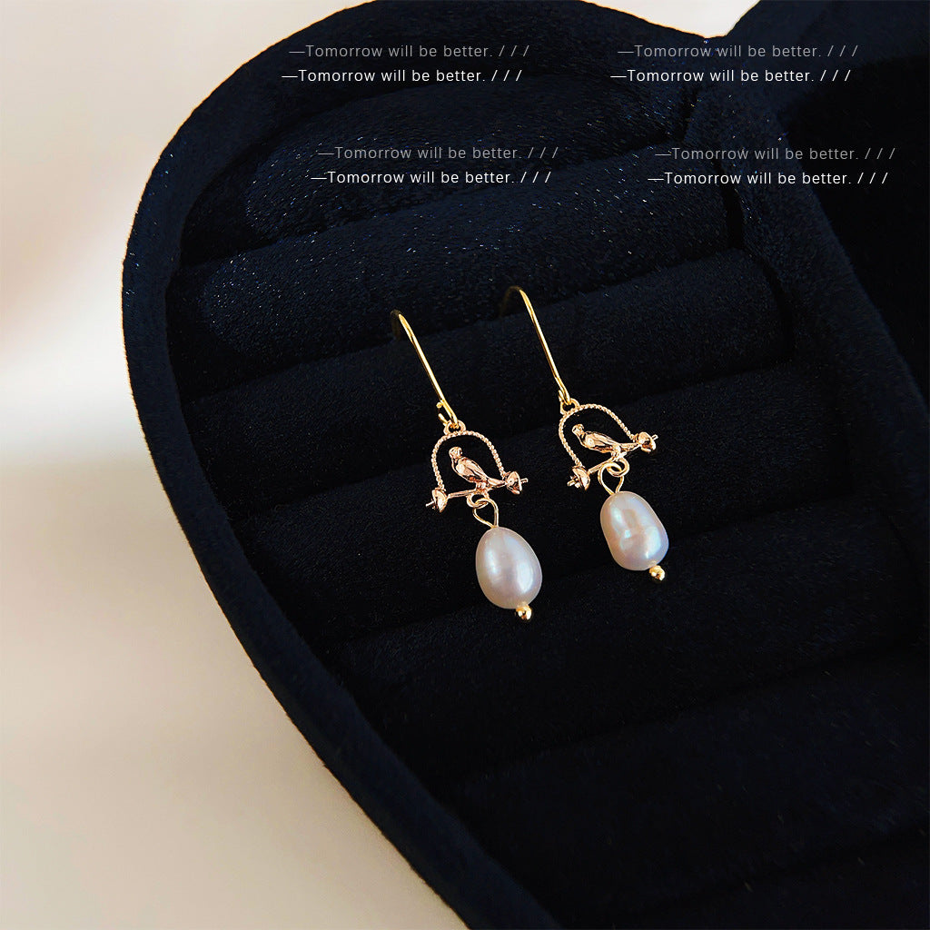 A廠 日韓款 籠中鳥淡水珍珠銀針耳環 批發 折扣@洽客服 25.11.W2「C-67」