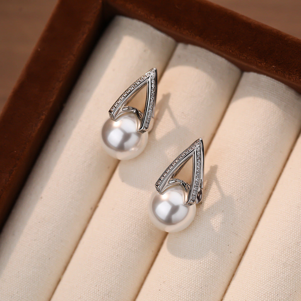 C廠 韓國韓版馬蹄扣玻璃珍珠S925純銀耳環 批發 折扣@洽客服 25.10.W5「E5360」