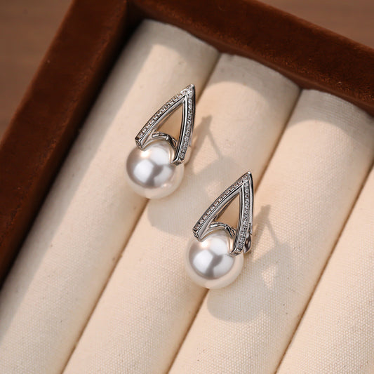 C廠 韓國韓版馬蹄扣玻璃珍珠S925純銀耳環 批發 折扣@洽客服 25.10.W5「E5360」