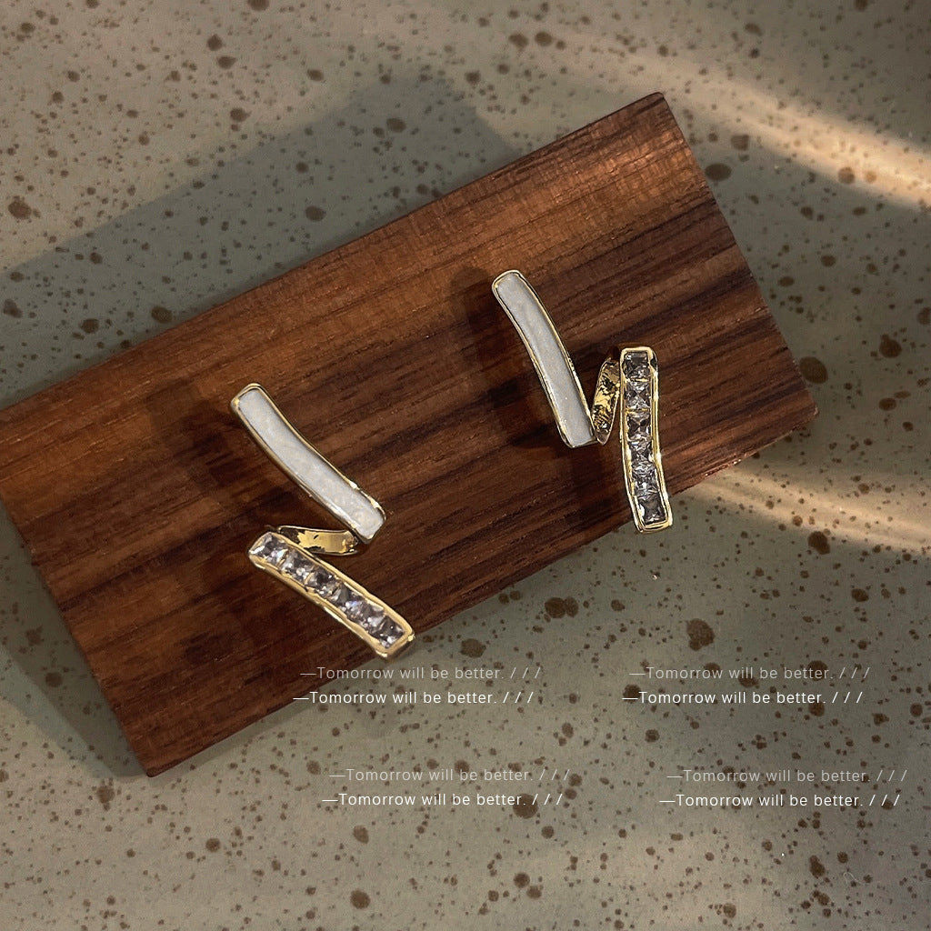 A2廠 日韓款高級感幾何鋯石銀針耳環 批發 折扣@洽客服 25.12.W1「240」