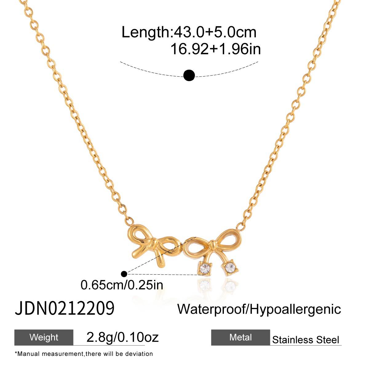 B廠 歐美款蝴蝶結吊墜鈦鋼鍍18K金項鍊批發 折扣@洽客服 26.03.W2「JDN0212209 JDN0212210 」