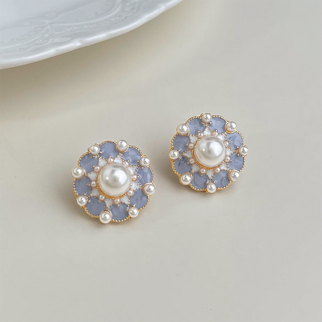 A2廠 日韓款復古油畫感花卉滴油銀針耳環 批發 折扣@洽客服 25.12.W1「B-439」