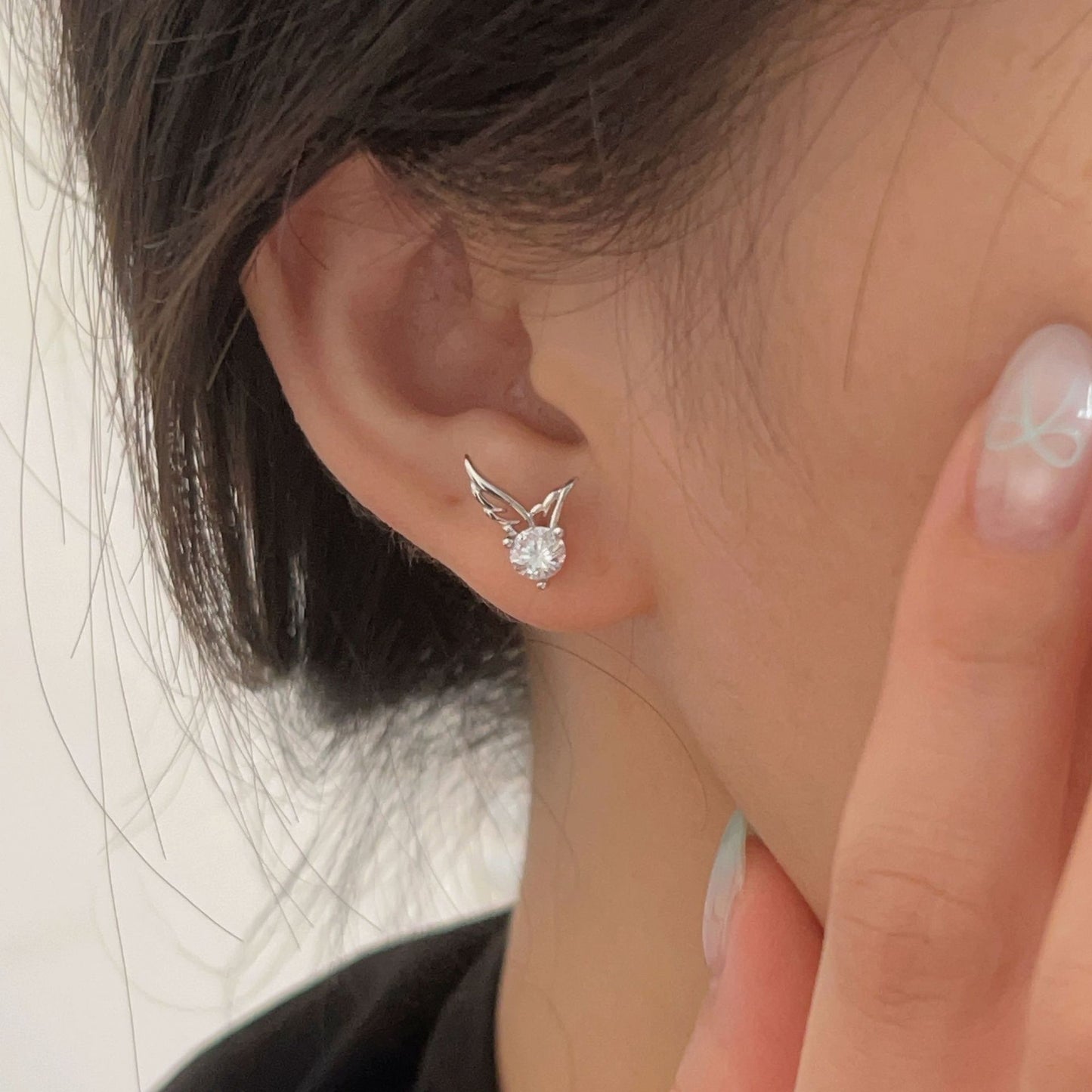 C3廠 韓國韓版鑲嵌天使之翼S999足銀耳環 批發 折扣@洽客服 25.10.W5「SES104」