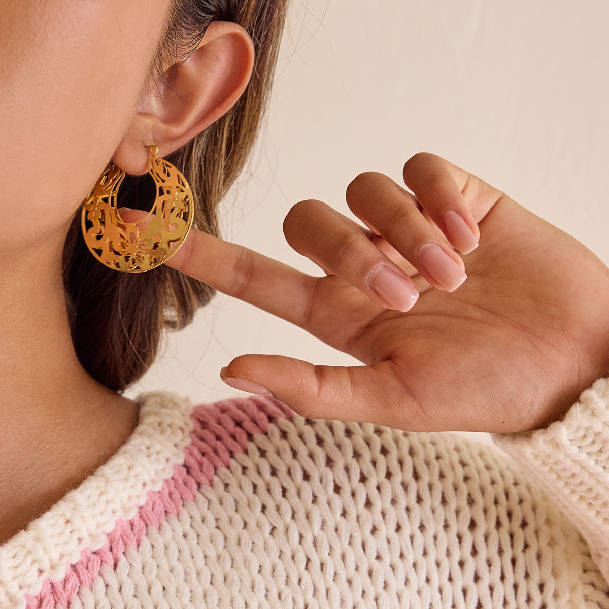 B廠 歐美款 GIANNA 鈦鋼鍍18K金耳環 批發 折扣@洽客服 25.11.W2 「JDE0207029」