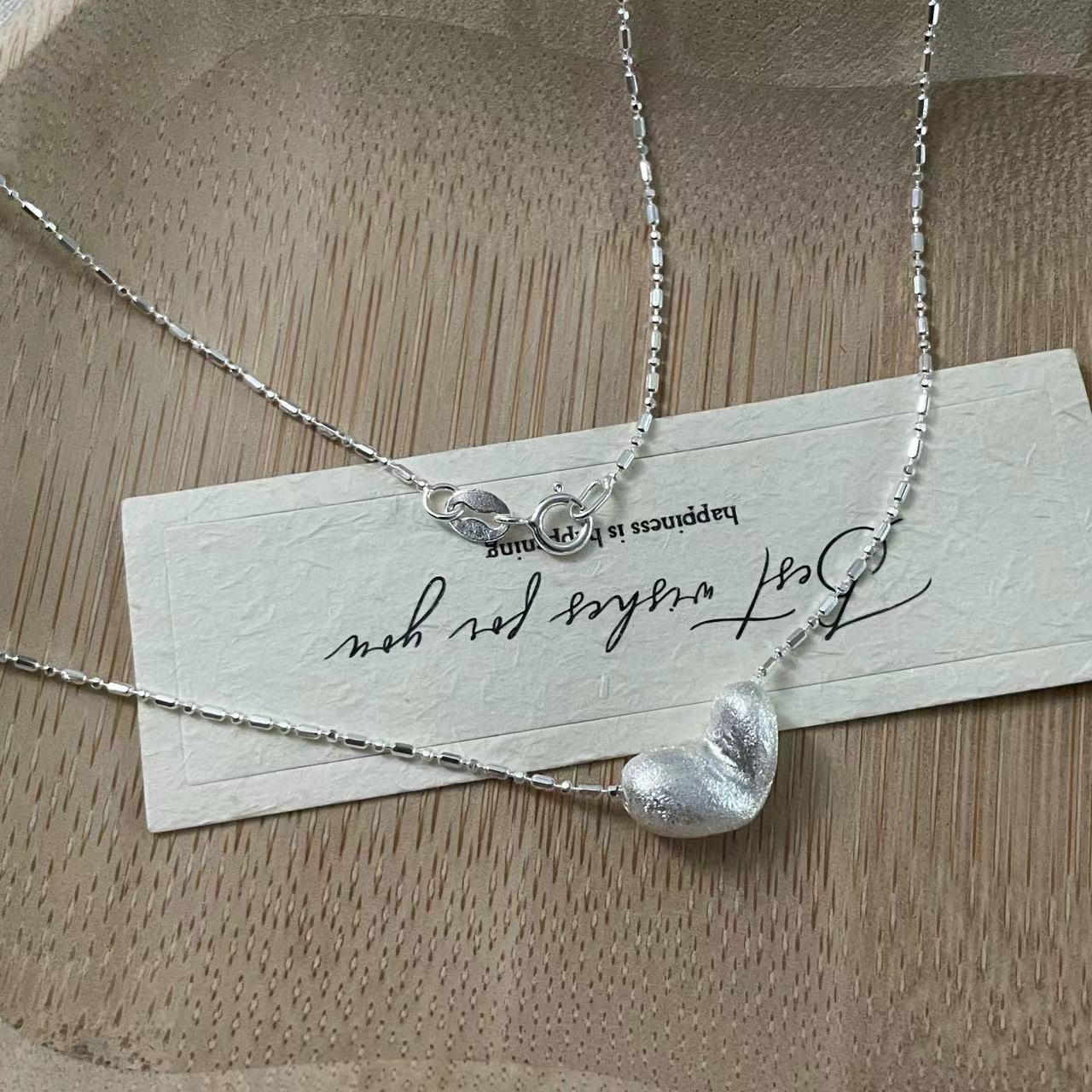 C2廠 韓國韓版拉絲愛心S925純銀項鍊 批發 折扣@洽客服 25.10.W5「SN3377」