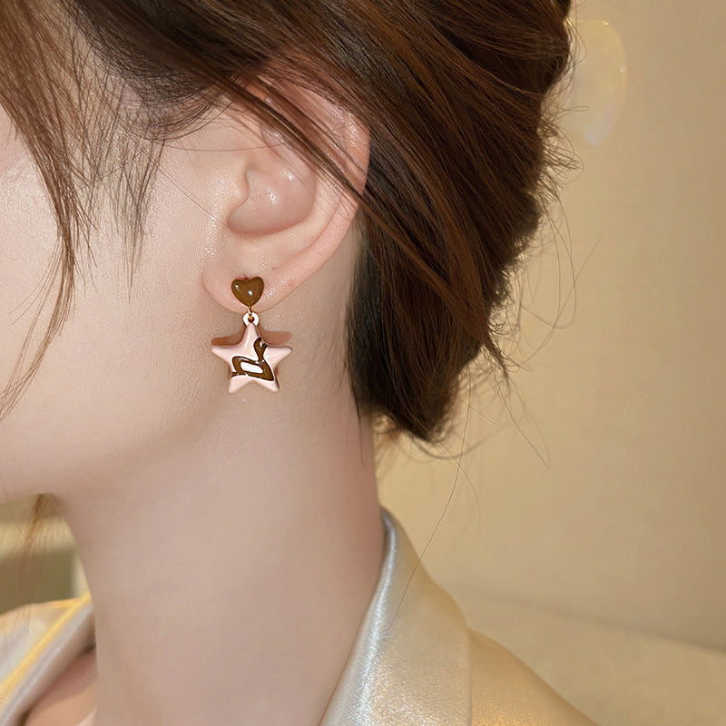 A2廠 韓國韓版滴油愛心星星銀針耳環 批發 折扣@洽客服 25.10.W5「HE28854」