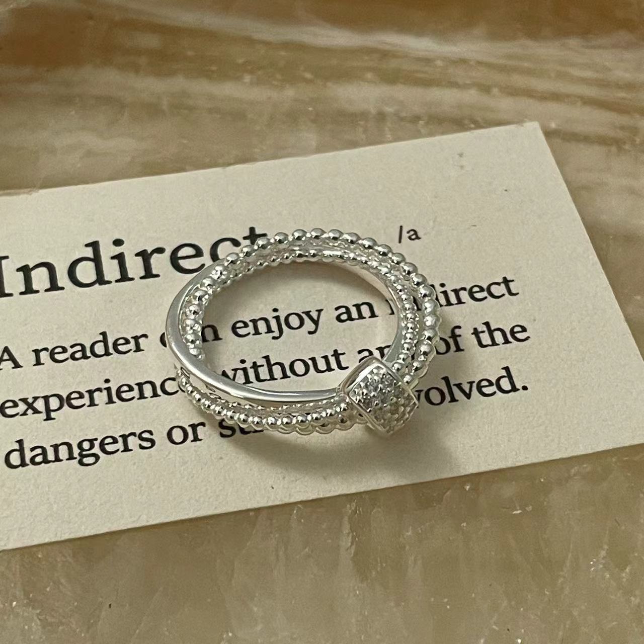 C2廠 韓國韓版鑲鑽交叉圓珠S925純銀戒指 批發 折扣@洽客服 25.11.W1「SR1443」