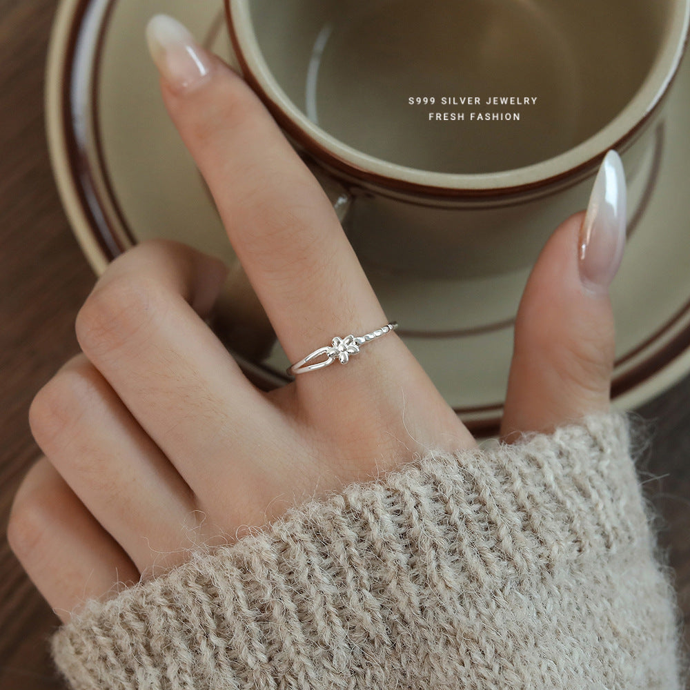 C廠 韓國韓版細圈開口小花S999純銀戒指 批發 折扣@洽客服 25.11.26「K2426」