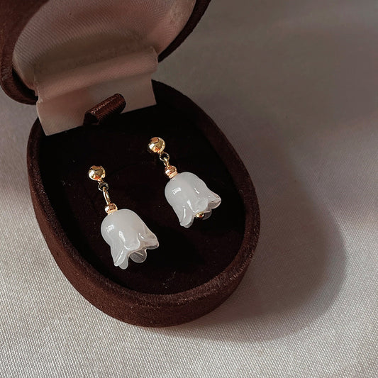 A廠 日韓琉璃花朵鬱金香銀針耳環批發 折扣@洽客服 26.03.W3「C-972」