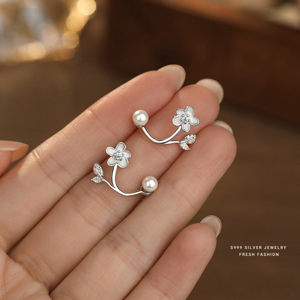 C廠 韓國韓版珍珠花朵S999純銀耳環 批發 折扣@洽客服 25.12. W2「E5866」