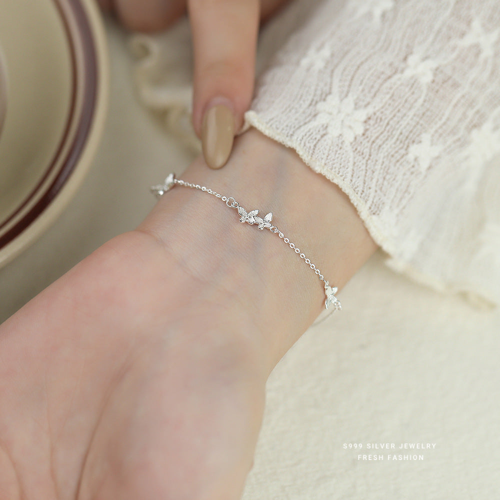 C廠 韓國韓版條紋蝴蝶S999純銀手鍊 批發 折扣@洽客服 25.12.W1「L1235」