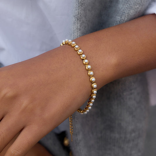 B廠 鈦鋼鍍18K金｜ 珍珠手鍊 批發 折扣@洽客服 26.01.W2「JDB0310020,JDN0310016」