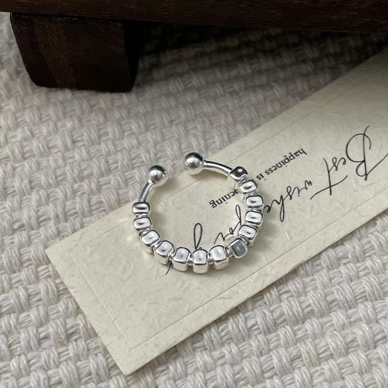 C2廠 韓國韓版復古幾何珠珠S925純銀戒指 批發 折扣@洽客服 25.11.W3「SR1444」