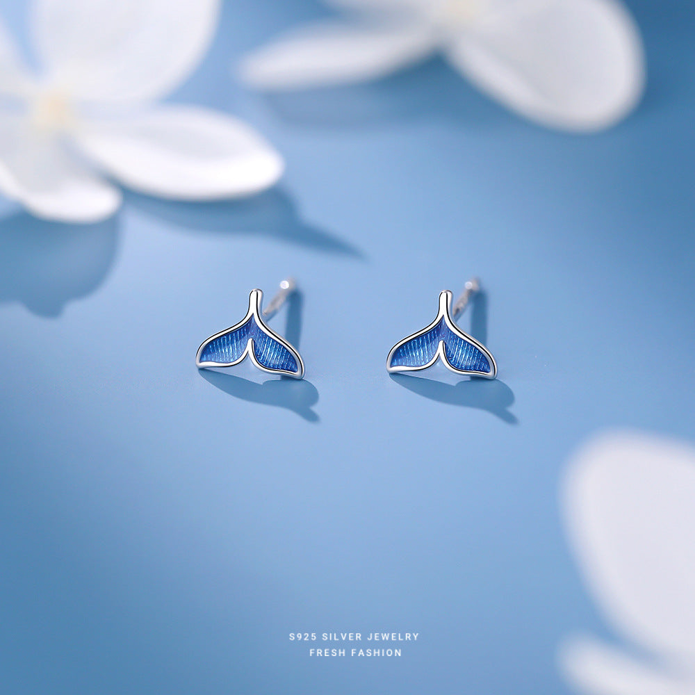 C廠 韓國韓版海藍滴膠魚尾S925純銀耳環 批發 折扣@洽客服 25.12.W1「E5840」