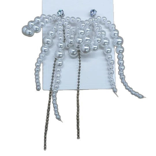 A2廠 韓國韓版蝴蝶結流蘇珍珠銀針耳環 批發 折扣@洽客服 25.11.W2「HE29123」