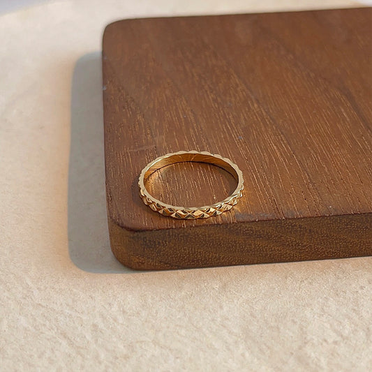 A2廠 日韓款菱格光面素圈銅鍍18K金戒指 批發 折扣@洽客服 25.12.W1「1741」