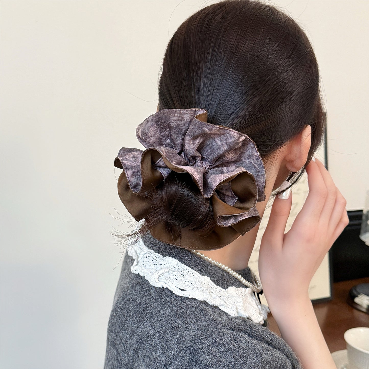 D廠 優雅雙層暈染大腸髮圈髮飾批發 26.04.W3「FQ-0251-4-5-6」