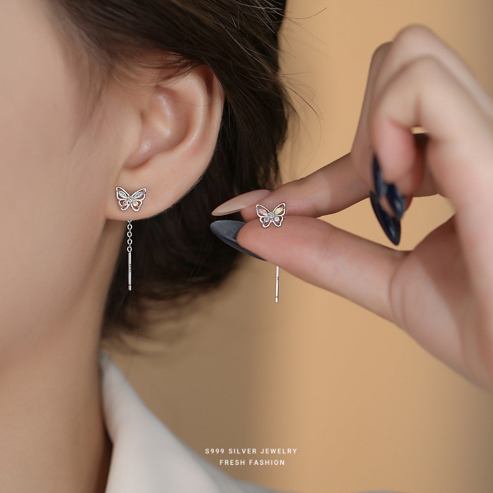 C廠 韓國韓版鏤空彩蝶S999純銀耳線 批發 折扣@洽客服 24.11.W2「E5671」