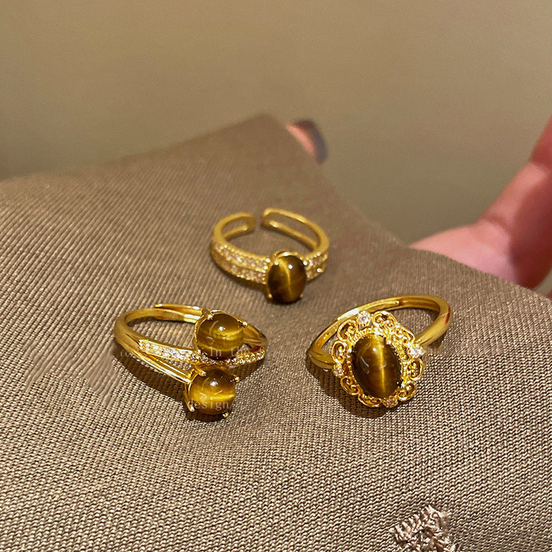 A2廠 韓國韓版鋯石虎眼石銅鍍真金開口戒指 批發 折扣@洽客服 26.02.W3「HR2927」