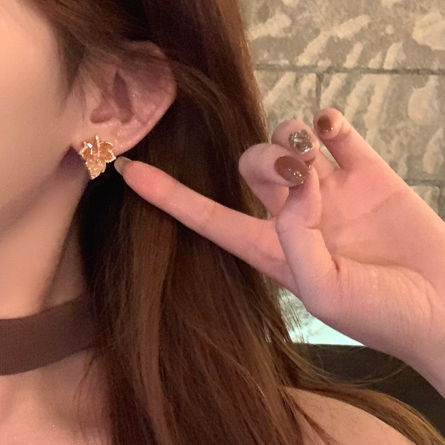 A2廠 韓國韓版鋯石楓葉 電鍍14k真金銀針耳環 批發 折扣@洽客服 25.11.W2「WE5036」