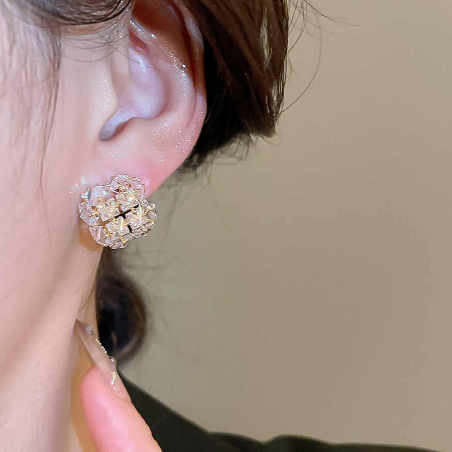 A2廠 韓國韓版鑲鋯石方形吊墜電鍍14K真金銀針耳環 批發 折扣@洽客服 25.11.W3「WE4816」