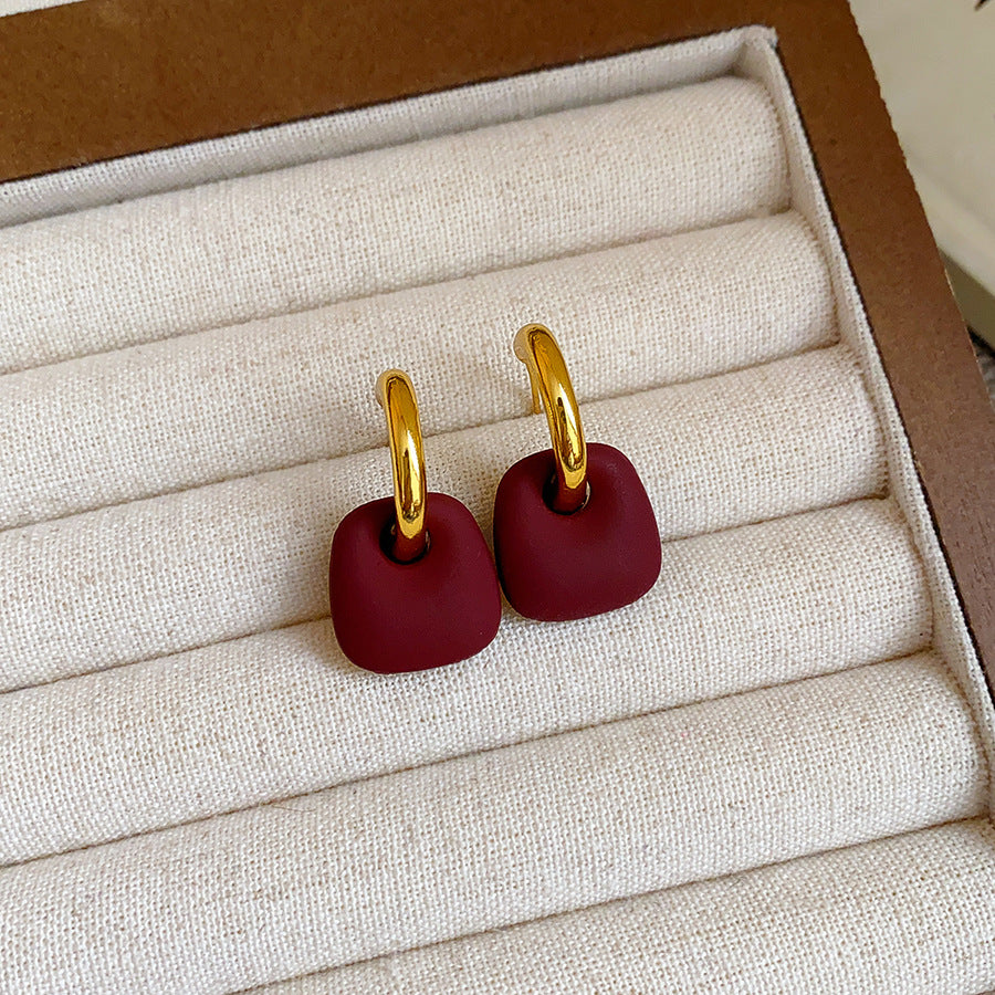 A2廠 韓國韓版磨砂霧面幾何C型吊墜銀針耳環 批發 折扣@洽客服 25.10.W5「WE4807」